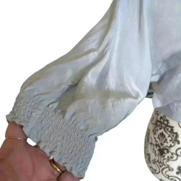 Aritzia Babaton Welsch Blouse Cropped Reversible Wrap Top Blue Willow Women XXS - Picture 6 of 12